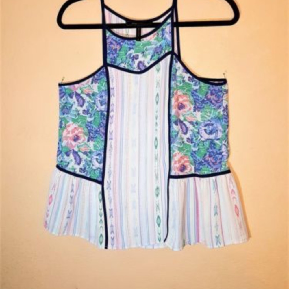 NWOT - BCBG Maxazria Valen Print-Blocked  Top - Picture 4 of 7